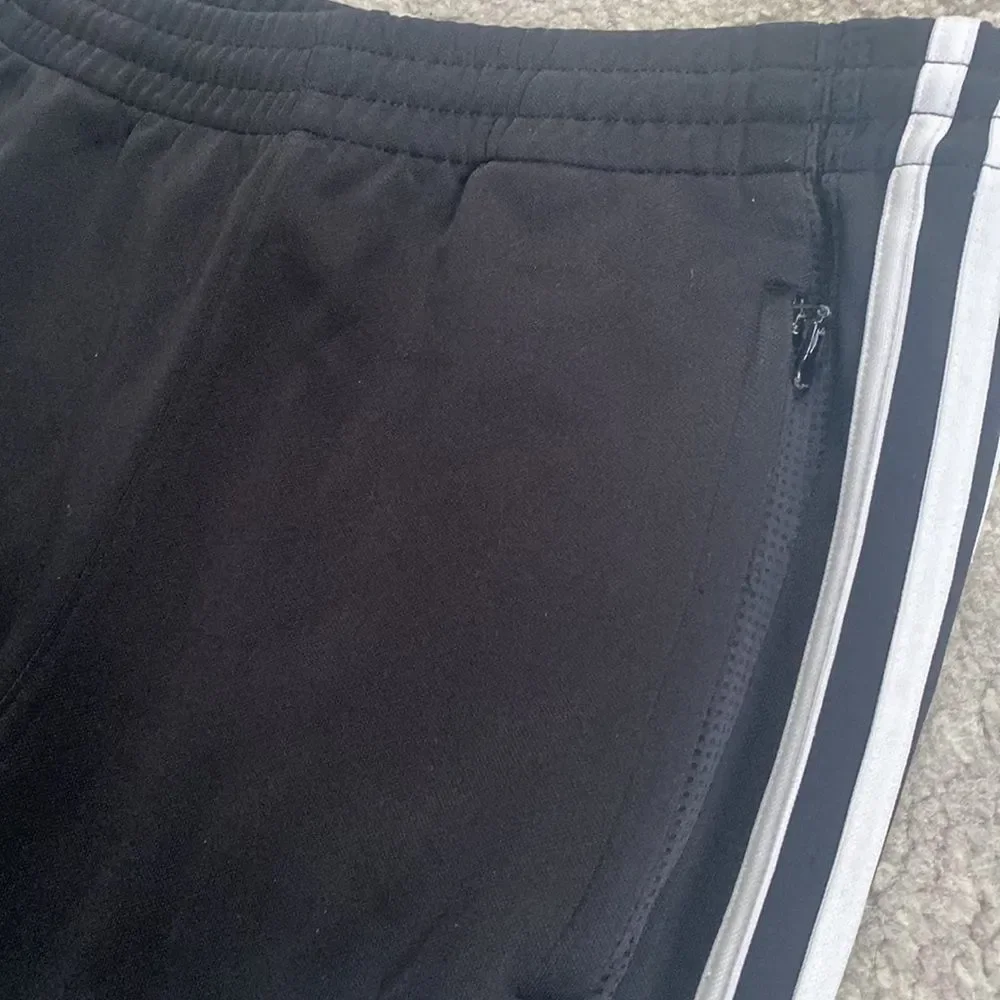 Adidas Unisex Black Athletic Soccer Track Zip Up Pants #9 Sz Small